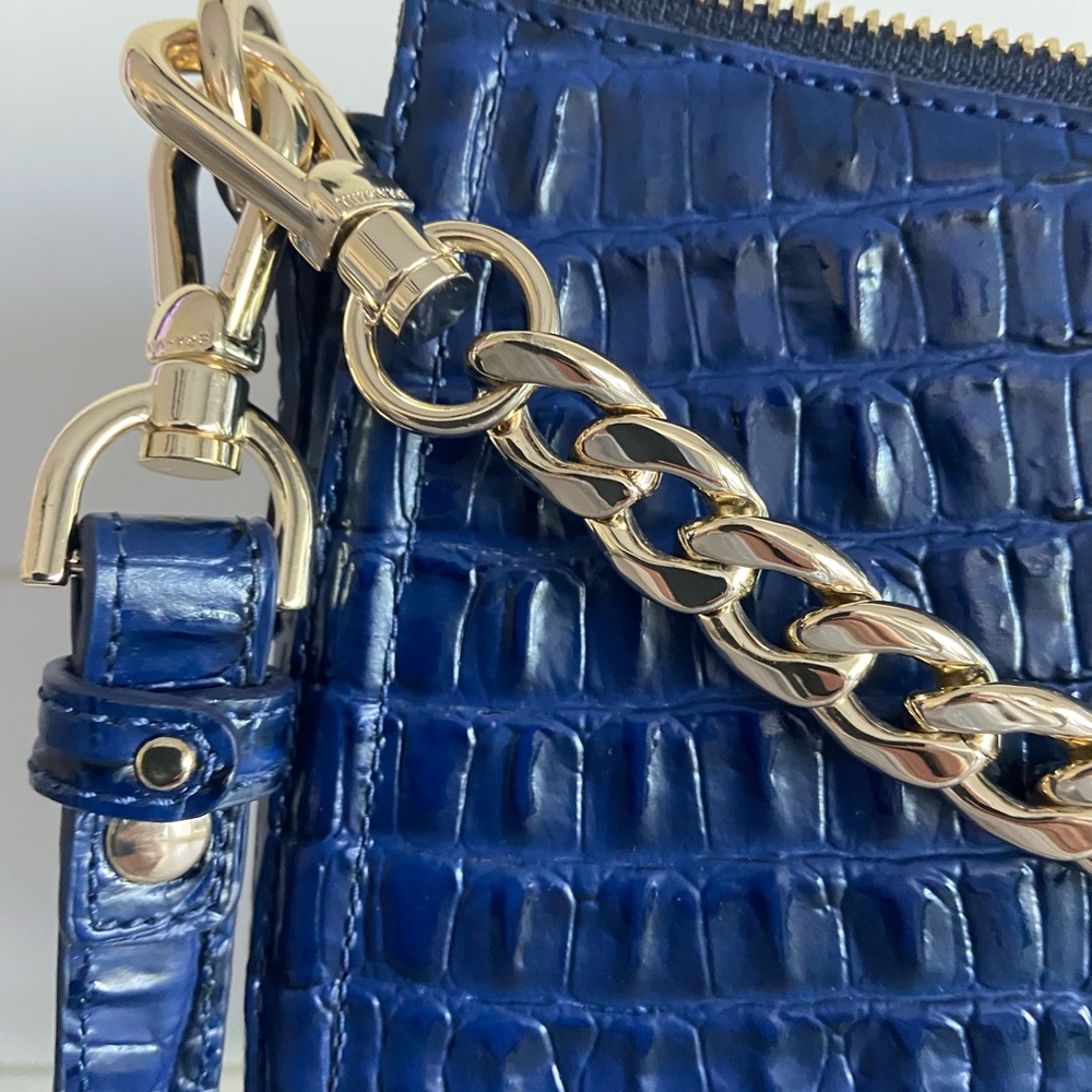 🔥RARE🔥Brahmin Ink Leontyne Mod Shayna Crossbody With Chain Navy Blue - Picture 5 of 9